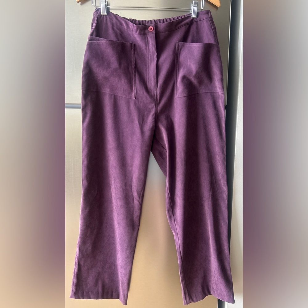 Mauve Soft Wide Leg Pants Suede Feel Relaxed Fit Matching Set Piece